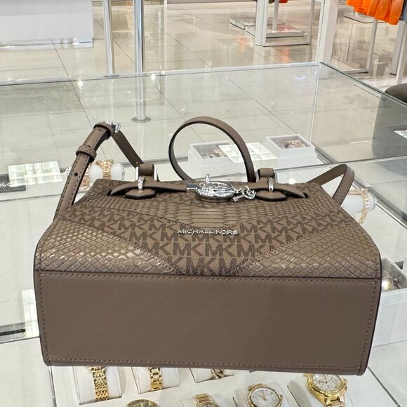 Michael Kors Hamilton Small Satchel Shoulder Bag MK Dust Multi Exotic Embossed - Picture 7 of 14